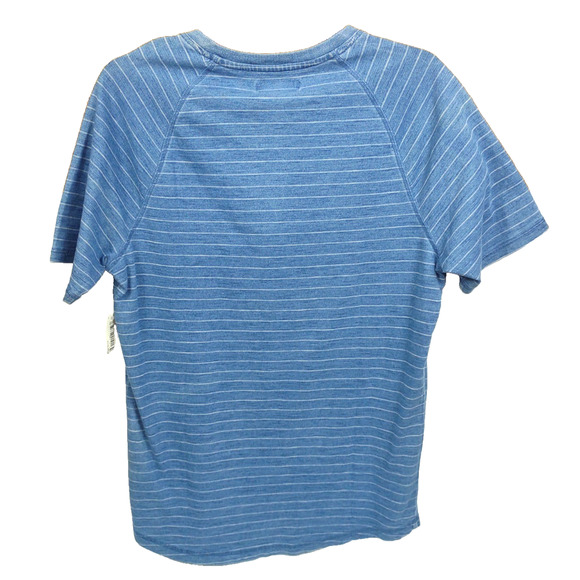 Goodthreads Soft Cotton Henley T Shirt Med Short Sleeve NWT Indigo Blue Stripes - Picture 3 of 7